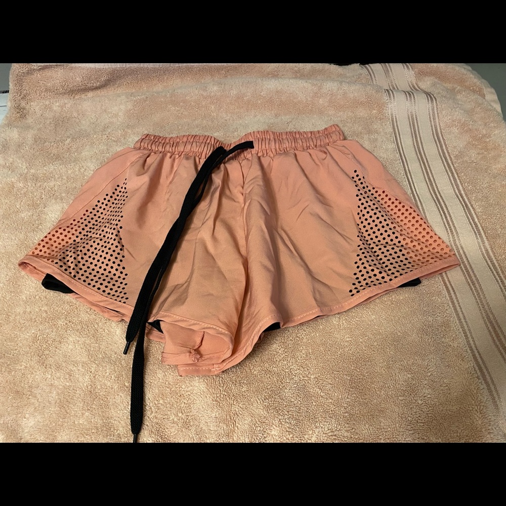 Pink and black active shorts